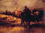 Adolf Schreyer Famous Paintings - Arabs on Horseback